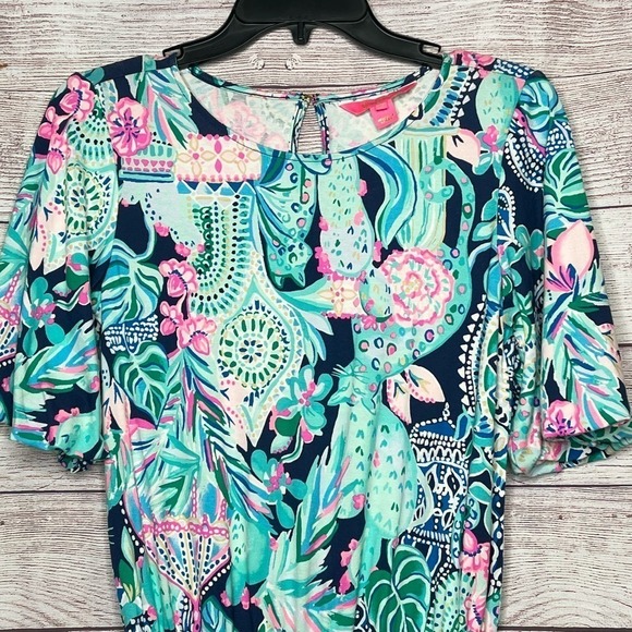 Lilly Pulitzer Britton Looking Sharp Short Romper Tropical Floral Print Size XS - Picture 3 of 10